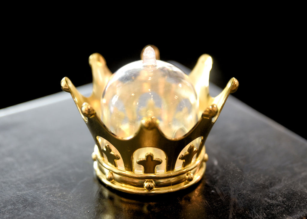 Plastic Mini Dome with Crown Design Party Decoration Favor Box Gold (1